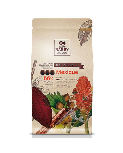 Chocolat couverture noir Mexique Barry 66% cacao pistoles 1kg