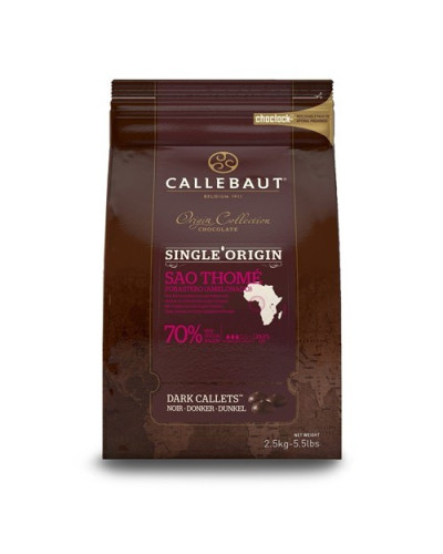 Chocolat couverture noir Sao Thome Callebaut 70% cacao pistoles 2,5kg