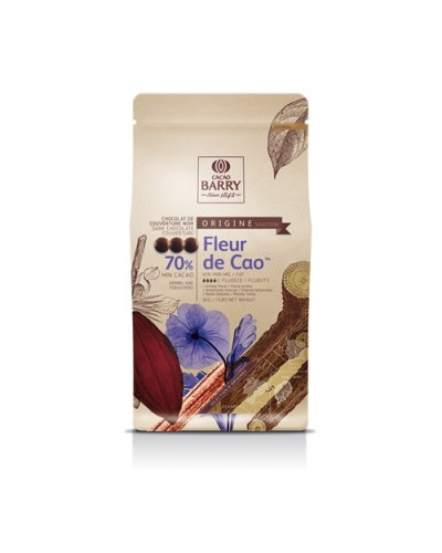 Chocolat couverture noir Fleur de Cao Barry 70% Pistoles 5 Kg