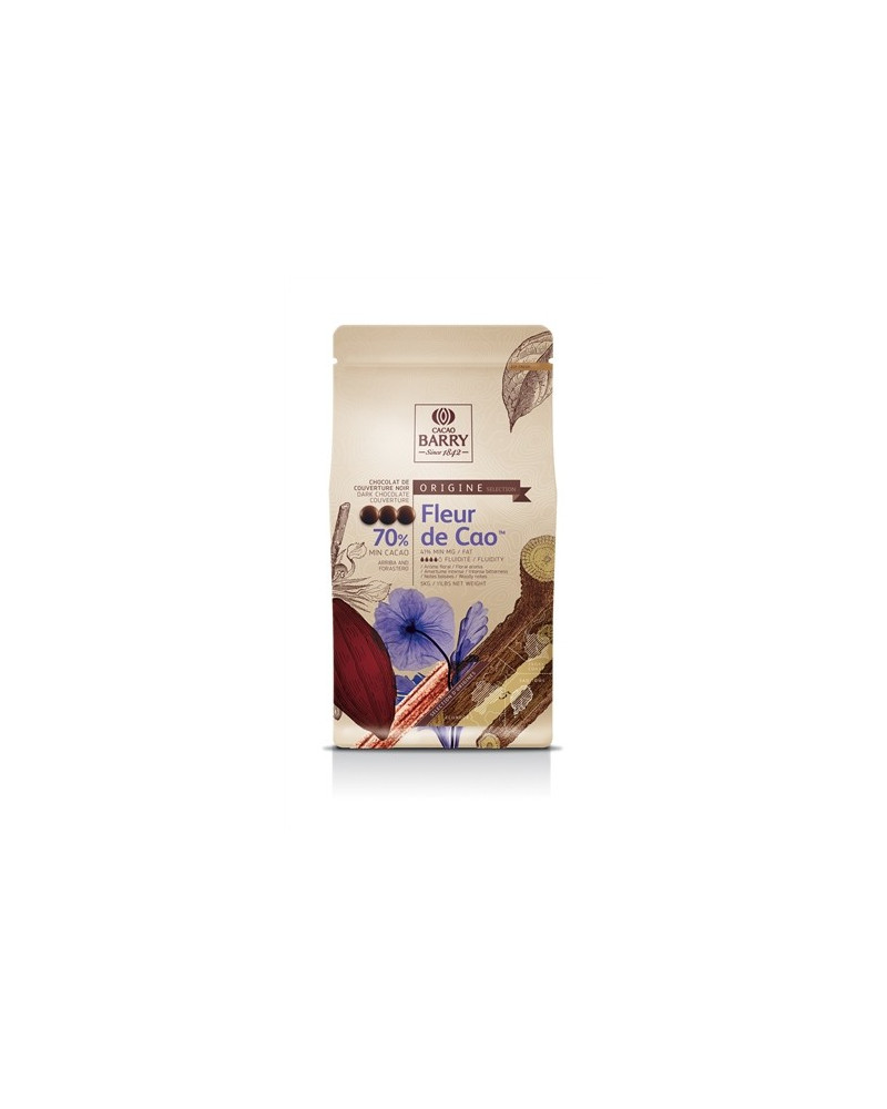 Chocolat couverture noir Fleur de Cao Barry 70% Pistoles 5 Kg