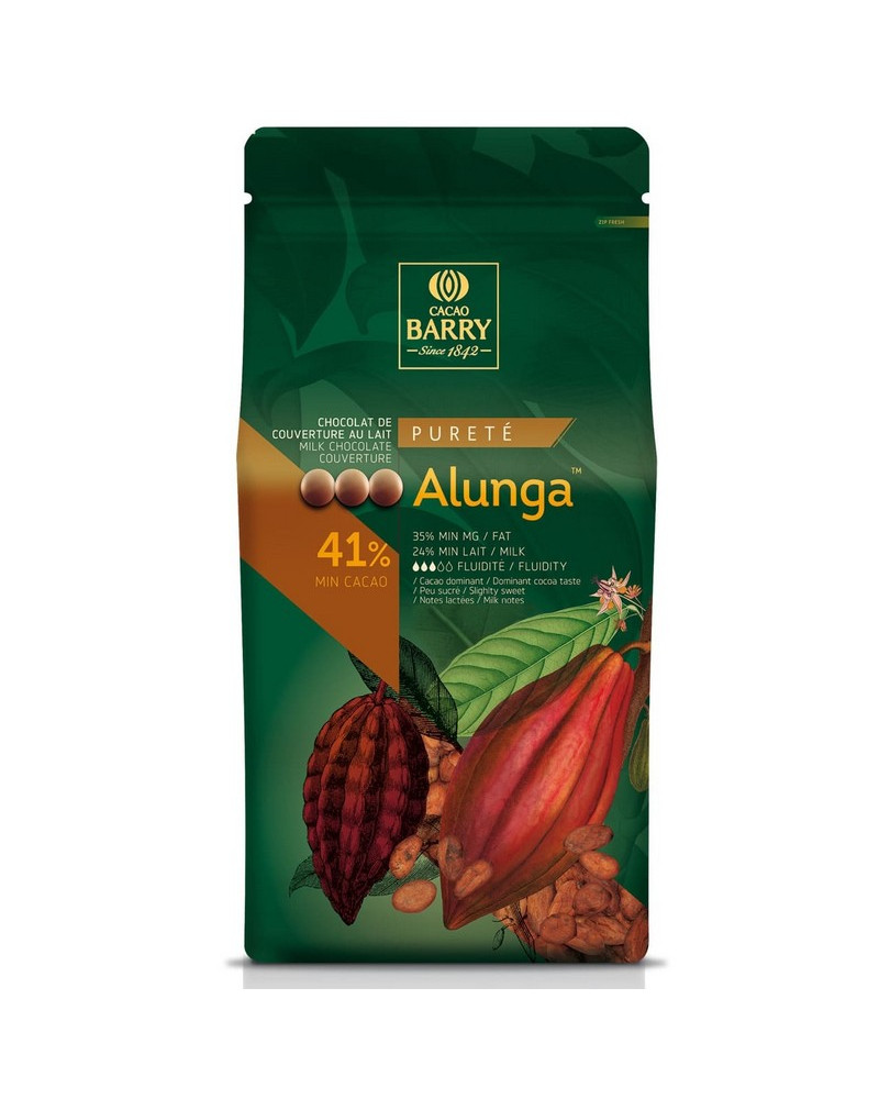 Chocolat couverture au lait Alunga Barry 41% cacao pistoles 5kg