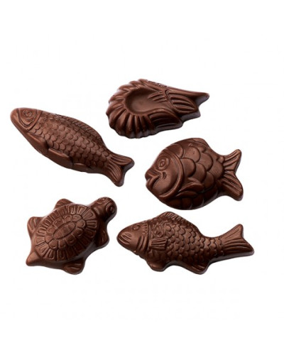 Lot de 5 Plaques pour friture en chocolat fruits de mer