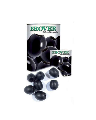 Olives noires entières dénoyautées Brover conserve