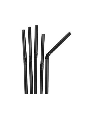 Lot 200 pailles noires flexibles
