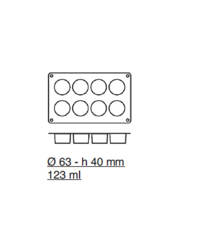 Moule silicone en forme de cylindre 8 empreintes