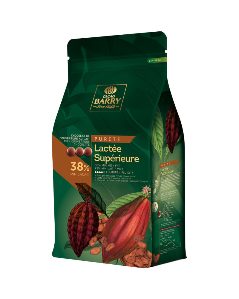 Chocolat couverture au lait lactee superieure Barry 38% cacao Pistoles 5kg