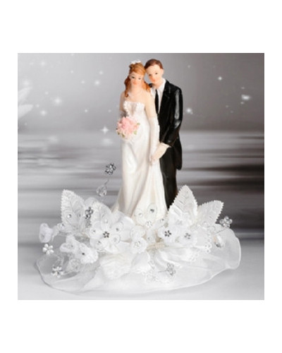 Couple de mariés élégant avec bouquet 00228429