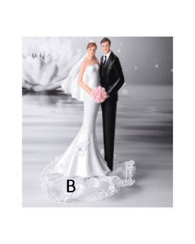Couple de mariés sur tulle blanc 17 cm Modecor