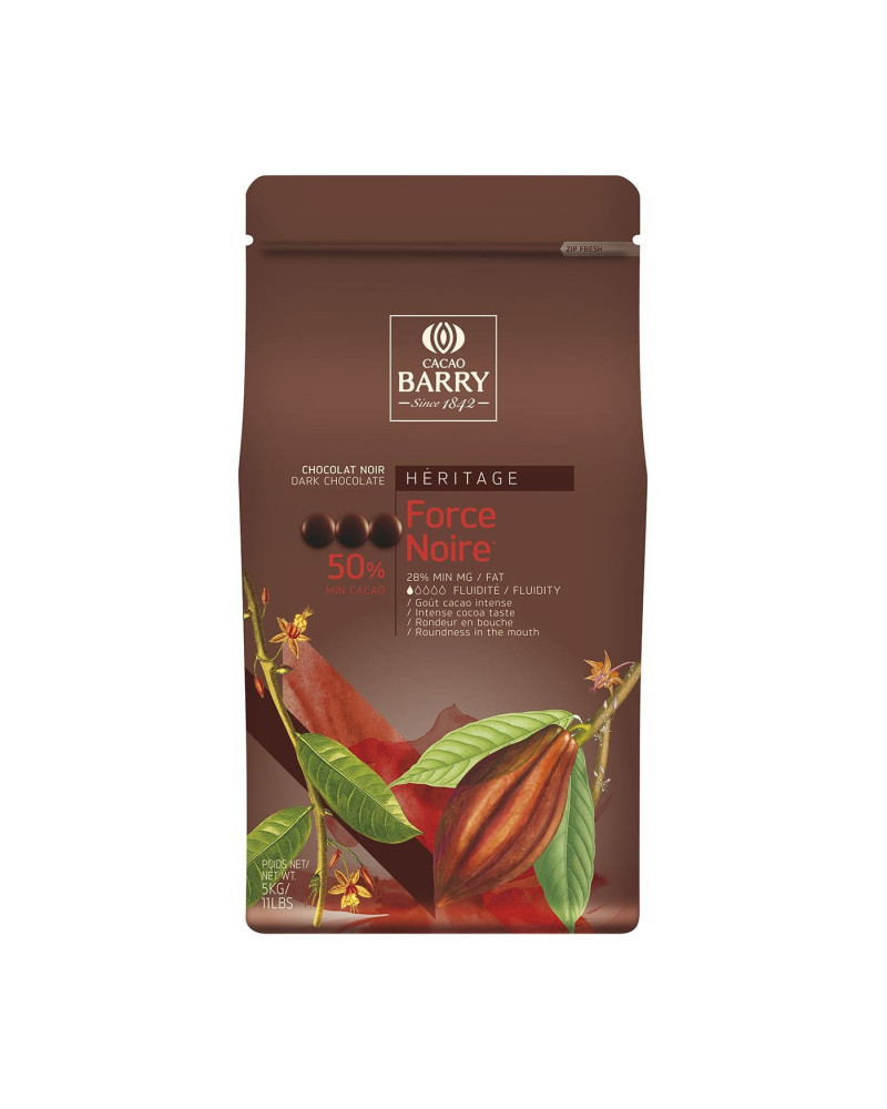 Chocolat couverture noir Force Noire Barry 50% Pistoles 5 Kg