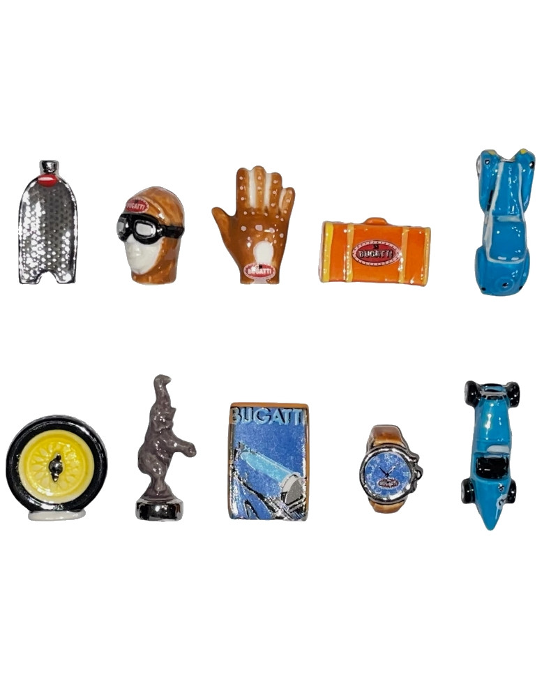 Collection de 8 fèves assorties de la collection "BUGATTI CONDUITE STYLÉE"