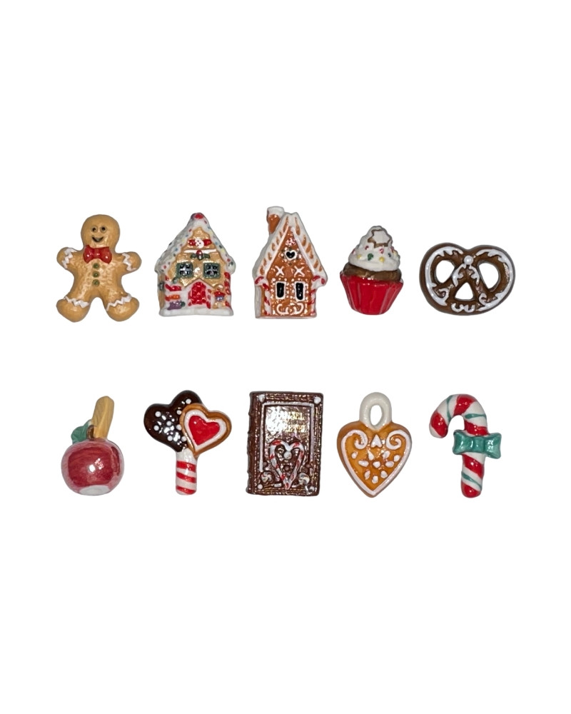 Série de 9 fèves assorties de la collection "PAIN D'ÉPICES ET SUCRERIES"