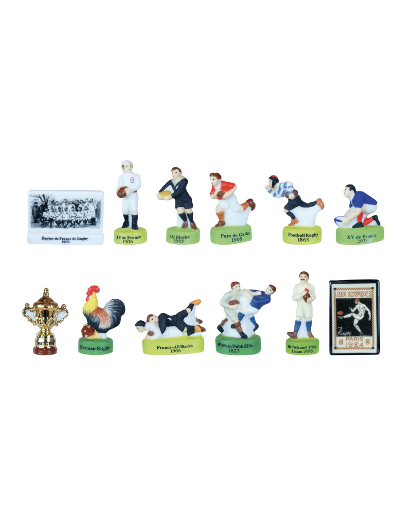 Collection de 11 fèves thème "200 ANS DE RUGBY"