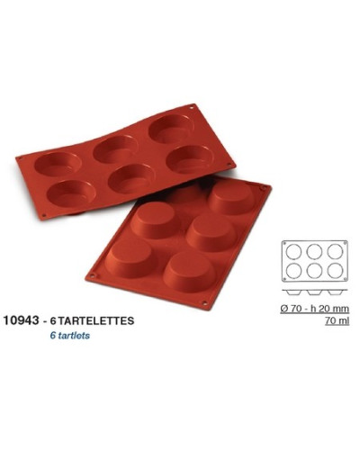 Moule silicone 6 tartelettes diamètre 70mm