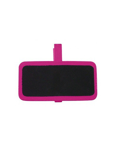 6 Ardoises sur pince rectangle fuchsia 2x4 cm