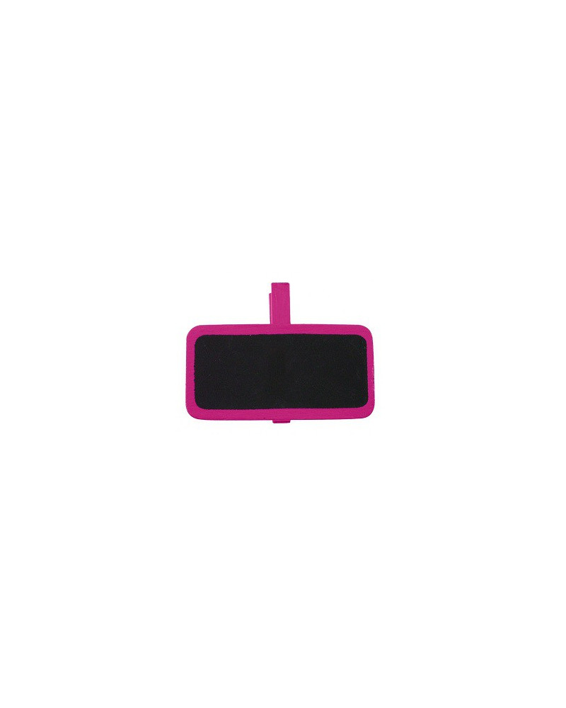 6 Ardoises sur pince rectangle fuchsia 2x4 cm