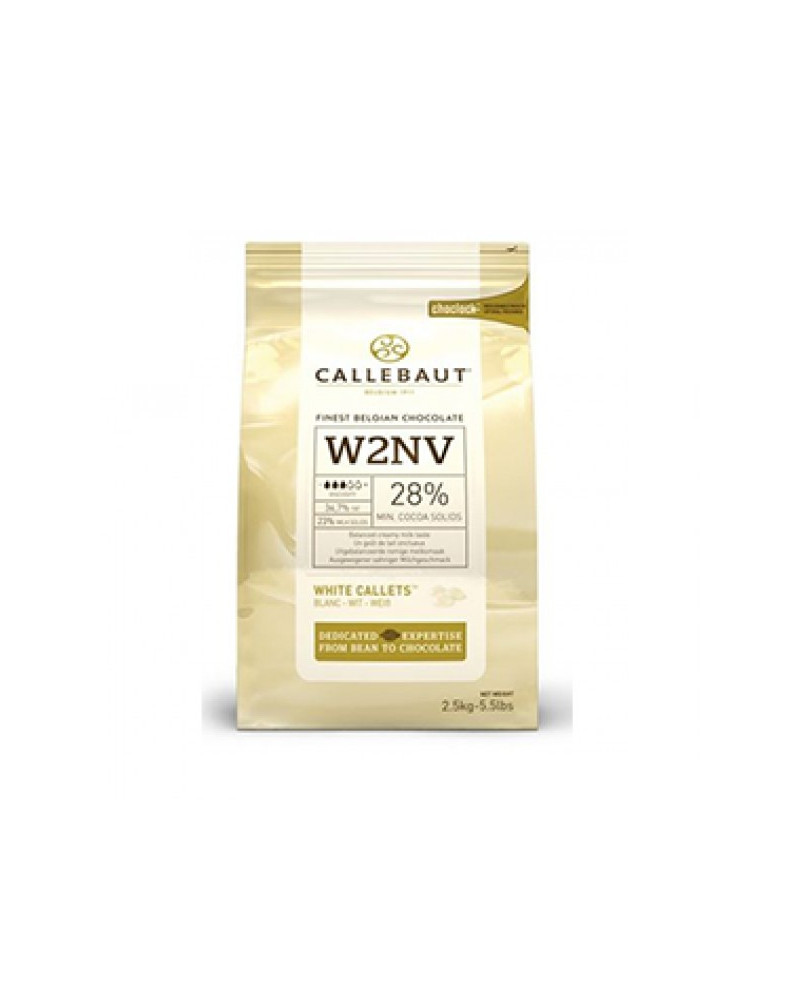 Chocolat couverture blanc W2NV Callebaut 28% cacao pistoles 2,5kg